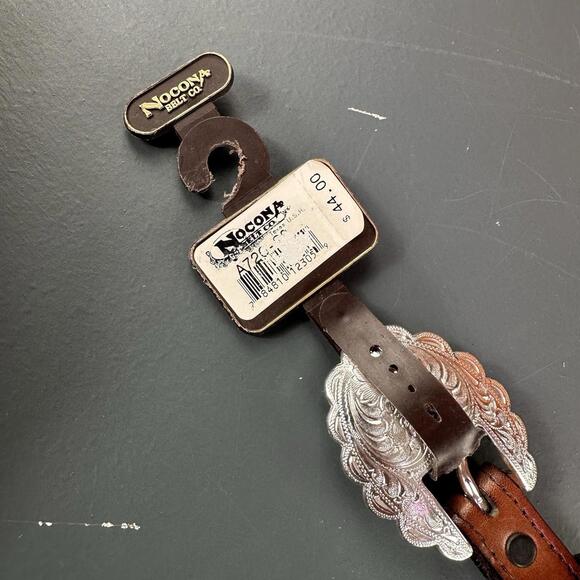 Nocona Belt Youth Girl 26 Tan Leather Tooled Floral Conch Ribbon Fits 25-29" NWT - Picture 7 of 7